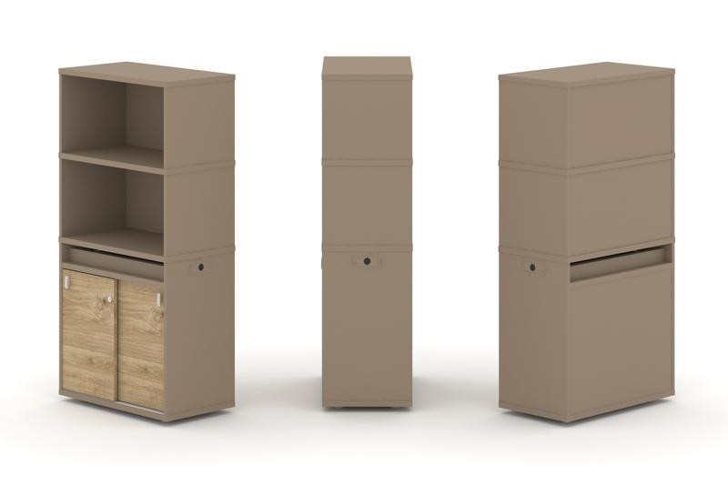 Estetica Набор №3 Тумба одиночная+высокая надставка ES.NB.1V-3 Латте/Тиквуд Светлый 750*410*1520