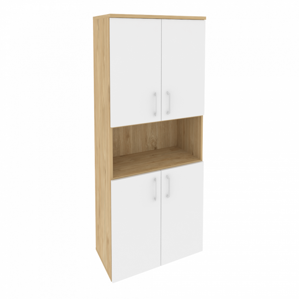 Onix Шкаф высокий широкий O.ST-1.5 Тиквуд Светлый/Белый Бриллиант 800*420*1977