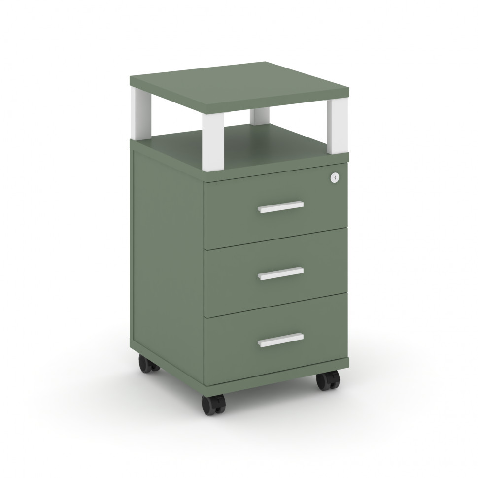 Concept Тумба мобильная 3 ящ. с надставкой CN.TUM-004 W Кобо/Металл Белый 420*420*782