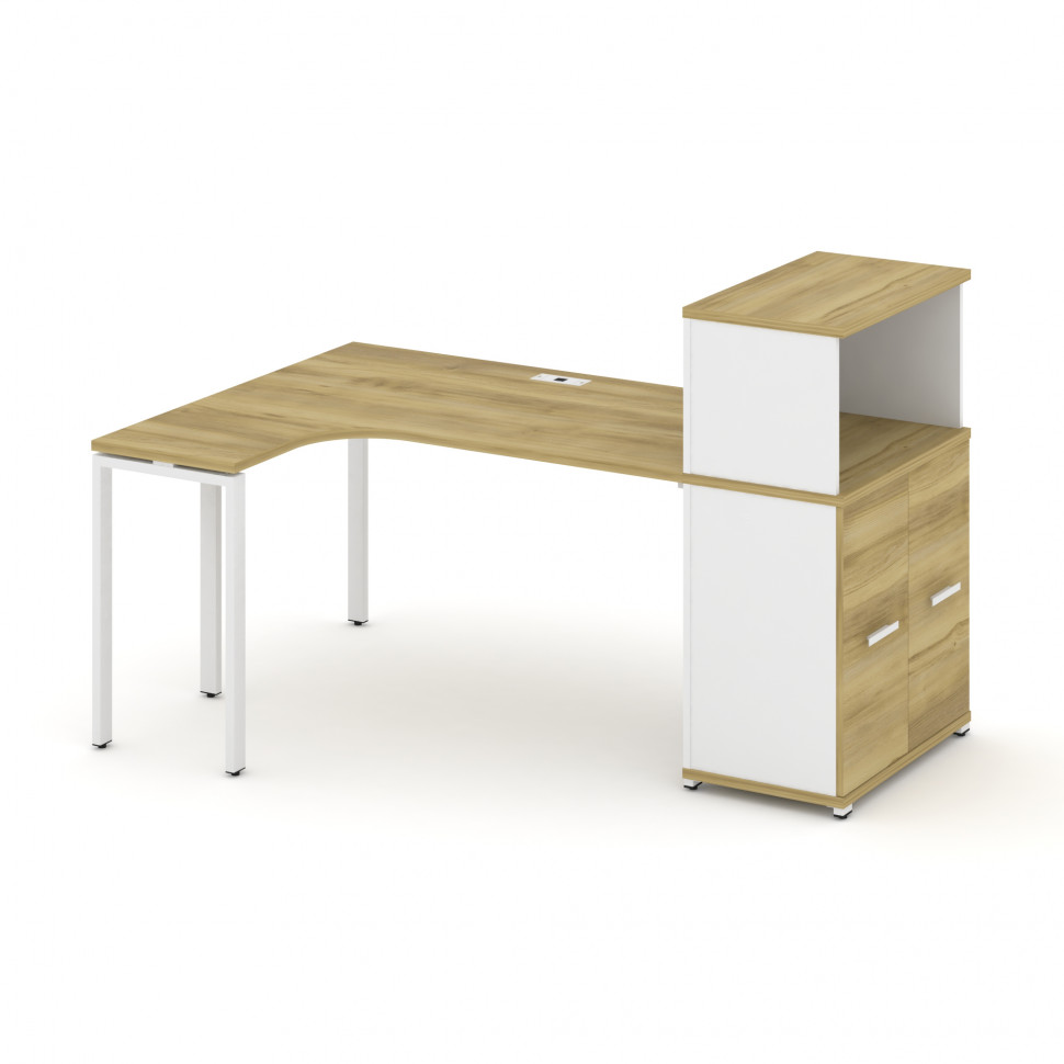 Concept Стол эргономичный с опорным распаш. шкафом с надставкой низ. CN.SA-213(L) W Дуб Винченцо/Бе Concept Стол эргономичный с опорным распаш. шкафом с надставкой низ. CN.SA-213(L) W Дуб Винченцо/Бе