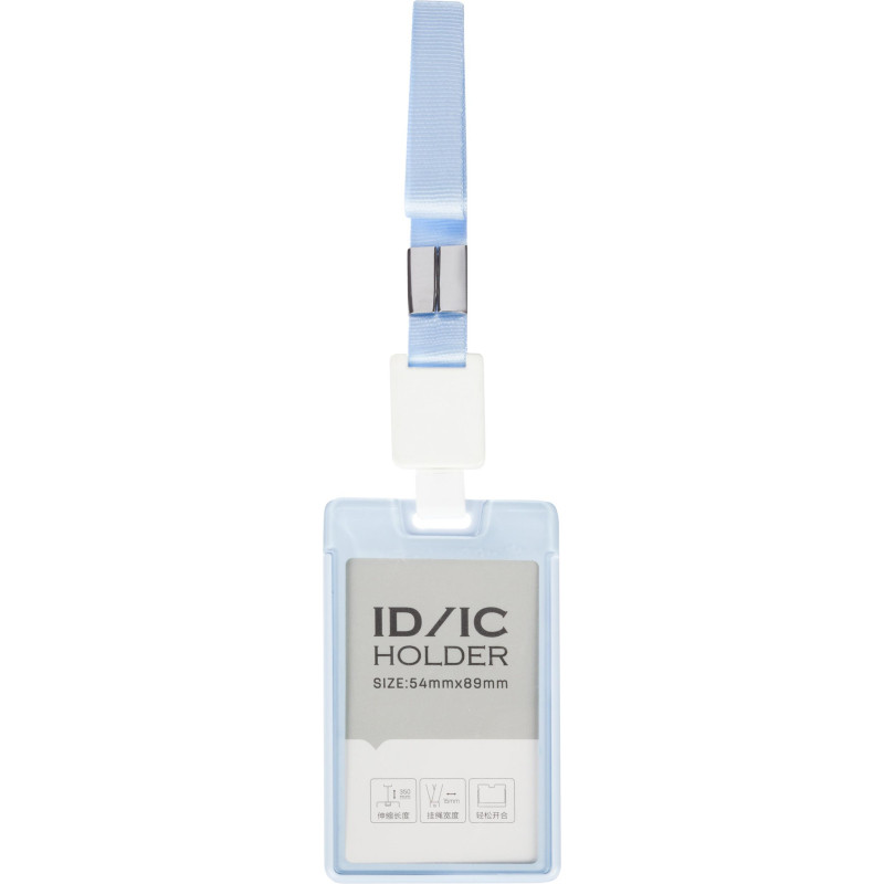 Бейдж Deli 64803 вертик.,с держат.,вкладыш:89x54мм,влагозащ.,голубой,блист