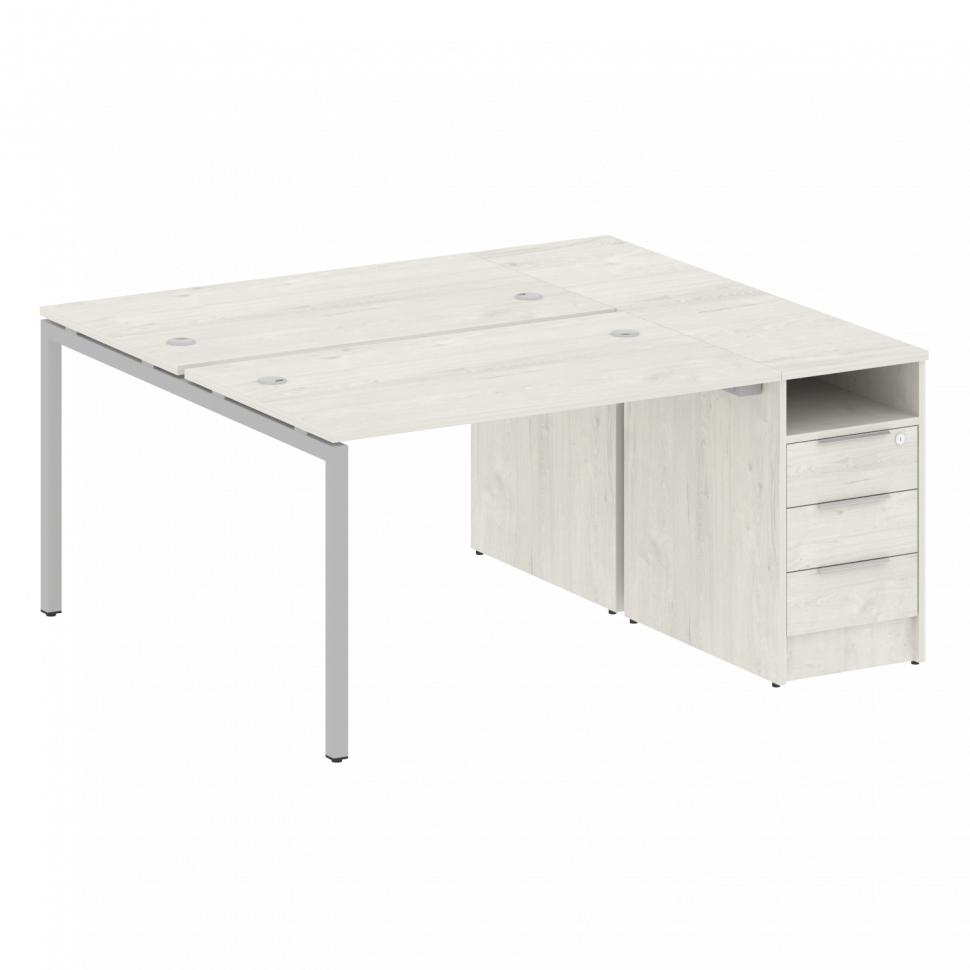 Metal System Quattro Рабочая станция с тумбой на П-образном м/к 40БП.РС-СТП-2.2 Дуб Наварра/Металл С