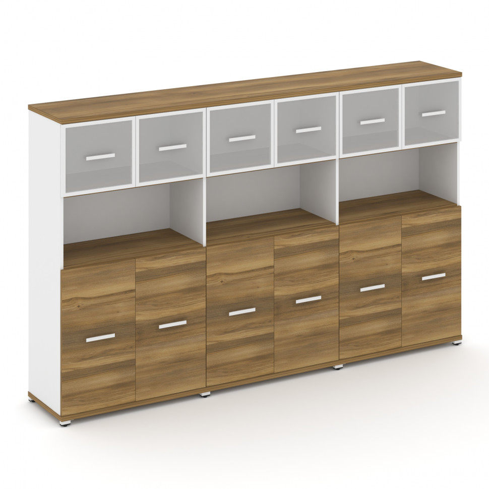 Concept Шкаф 3 широкие секции, 4 ниши CN.STS-435 RMW W Сандал Янтарный/Белый Бриллиант/Металл Белый/