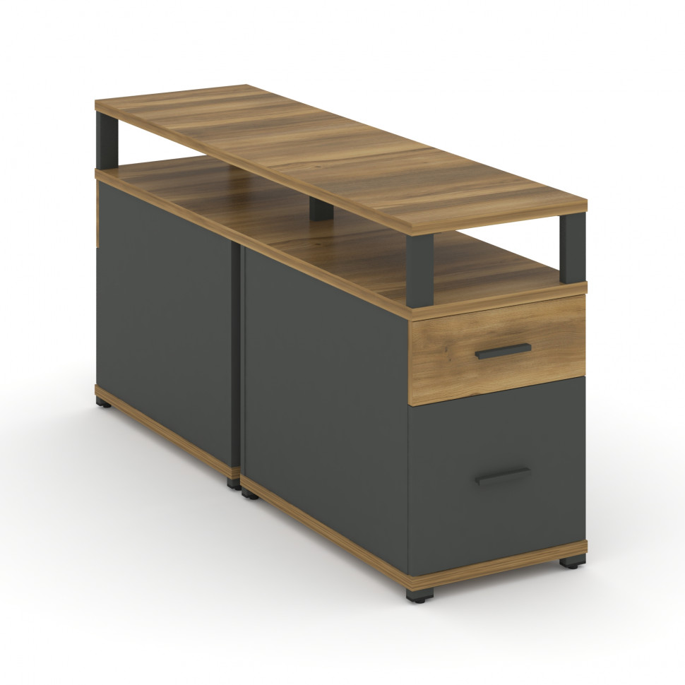 Concept Тумба двухсторонняя приставная 1 ящ.+1 распаш. фасад с надставкой. CN.DTGP-002 A Сандал Янта