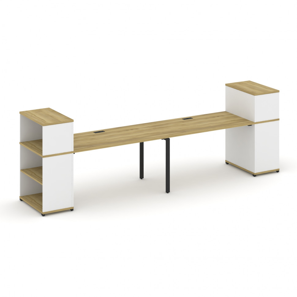 Concept Рабочая станция с опорными стеллажами с надставкой низ. CN.ORS-211 Дуб Винченцо/Белый Брилли