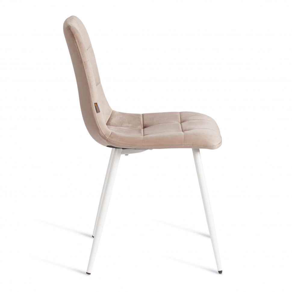 Стул CHILLY (mod. JSC-220) Велюр/металл , 44,5х52,5х88 см, Beige (бежевый) HLR8 / белый