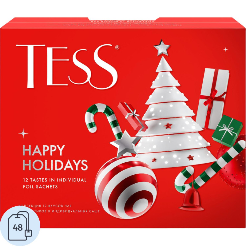 Чай Tess Happy Holidays эксклюзивная коллекция ассорти,48пак (1499-10) (НГ)