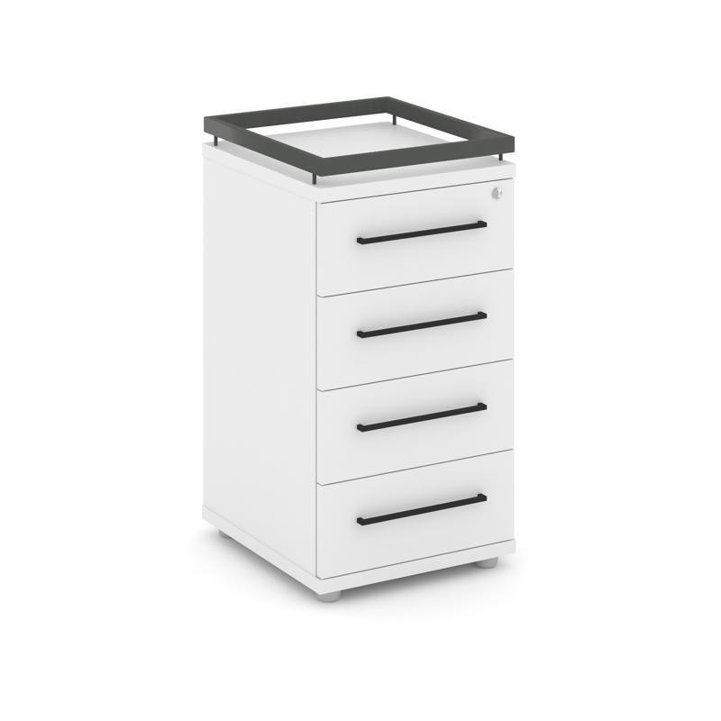 Rift Тумба приставная+рамка RF.TPR-002 Белый Бриллиант/Металл Антрацит/Черный Ручки 416*460*797