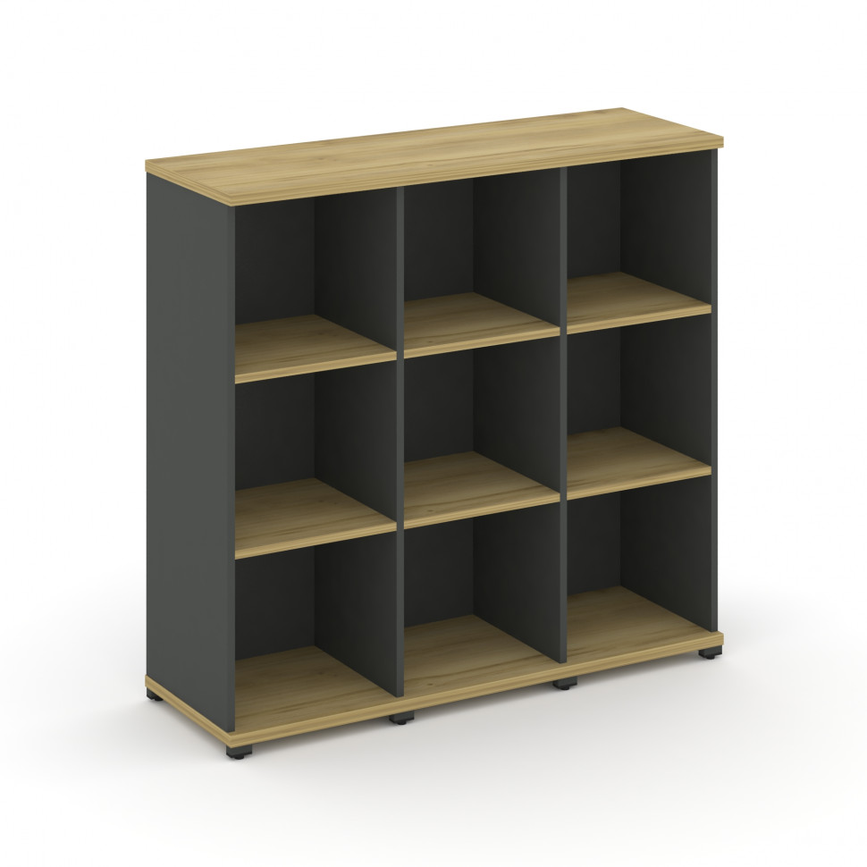 Concept Стеллаж 3 узкие секции, 3 ниши CN.STU-330 Дуб Винченцо/Антрацит/Металл Антрацит 1252*420*118