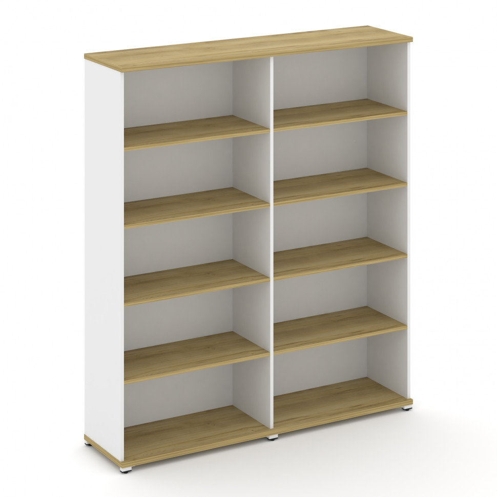 Concept Стеллаж 2 широкие секции, 5 ниш CN.STS-520 Дуб Винченцо/Белый Бриллиант/Металл Белый 1668*42