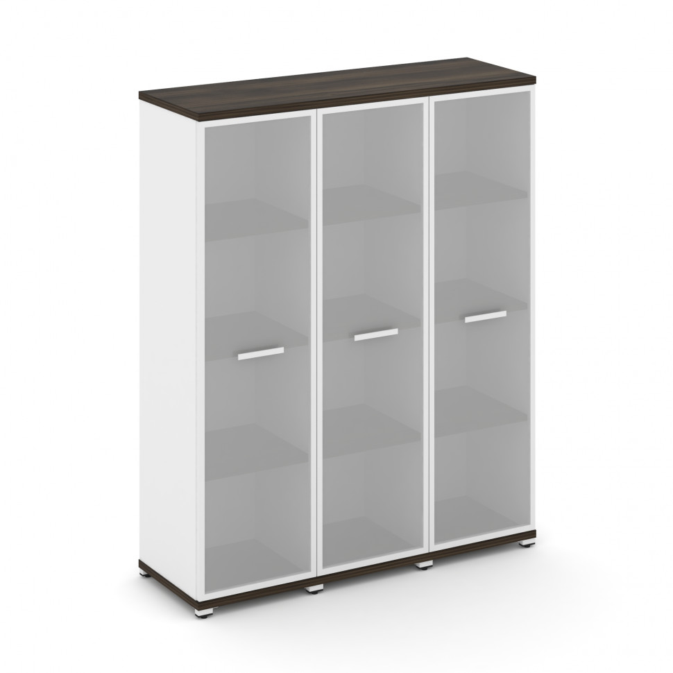 Concept Шкаф 3 узкие секции, 4 ниши CN.STU-436 RMW W Дуб Мали/Белый Бриллиант/Металл Белый/Сатин 125