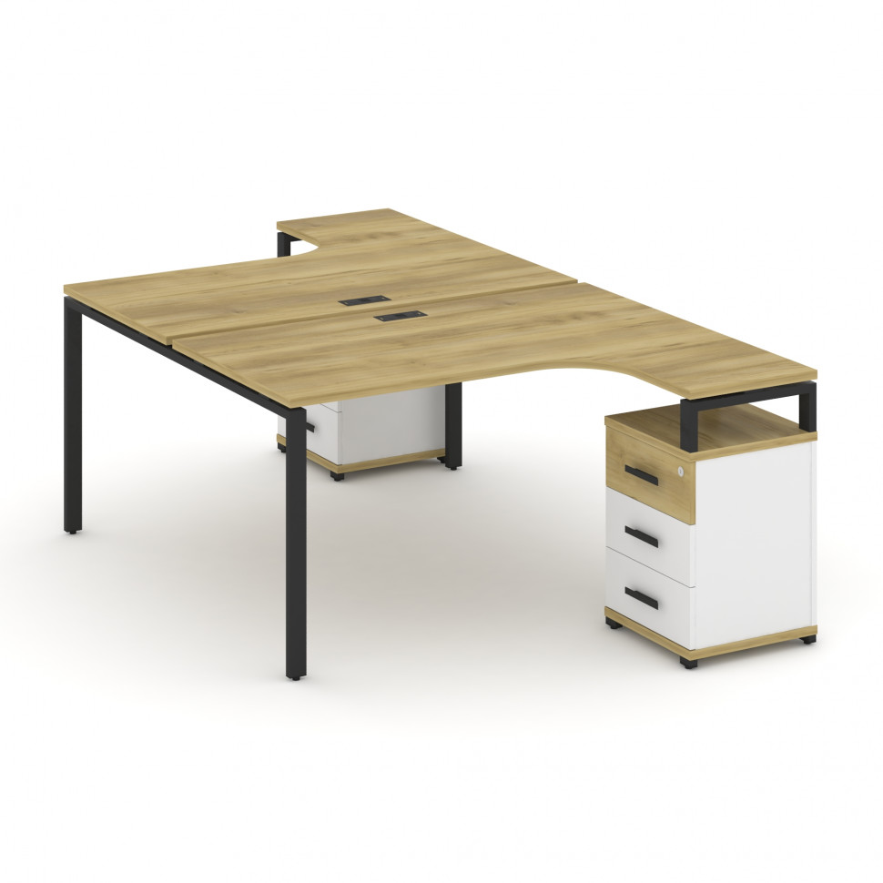 Concept Рабочая станция с 2 опорными тумбами CN.DSA-305 B Дуб Винченцо/Белый Бриллиант/Металл Черный Concept Рабочая станция с 2 опорными тумбами CN.DSA-305 B Дуб Винченцо/Белый Бриллиант/Металл Черный