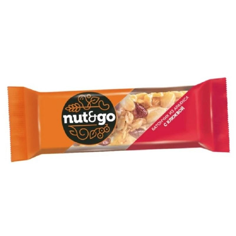 Батончик ореховый Nut N Go, 42гХ18шт/уп с арахисом и клюквой ВК 248