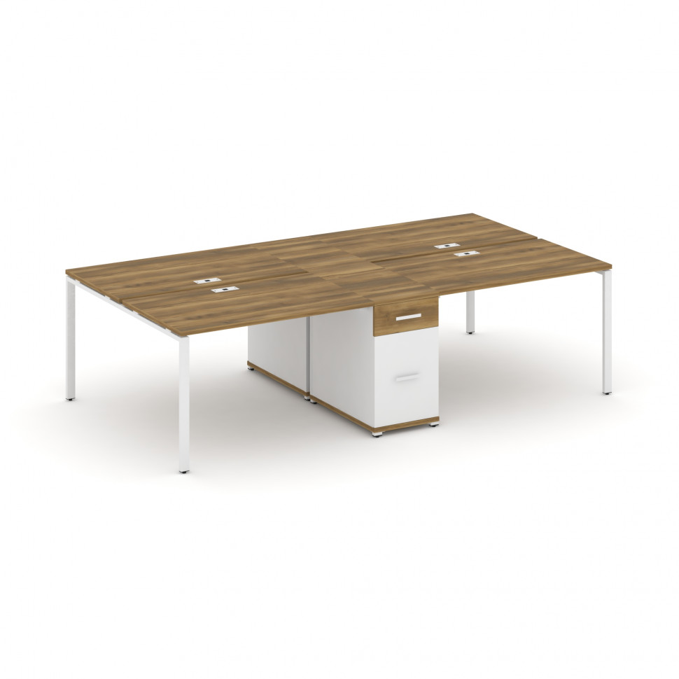 Concept Рабочая станция 4 места с 1 опорной тумбой CN.DRS-422 W Сандал Янтарный/Белый Бриллиант/Мета