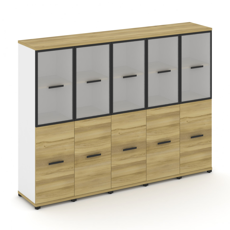 Concept Шкаф 5 узких секций, 4 ниши CN.STU-452 RMB B Дуб Винченцо/Белый Бриллиант/Металл Черный/Сати