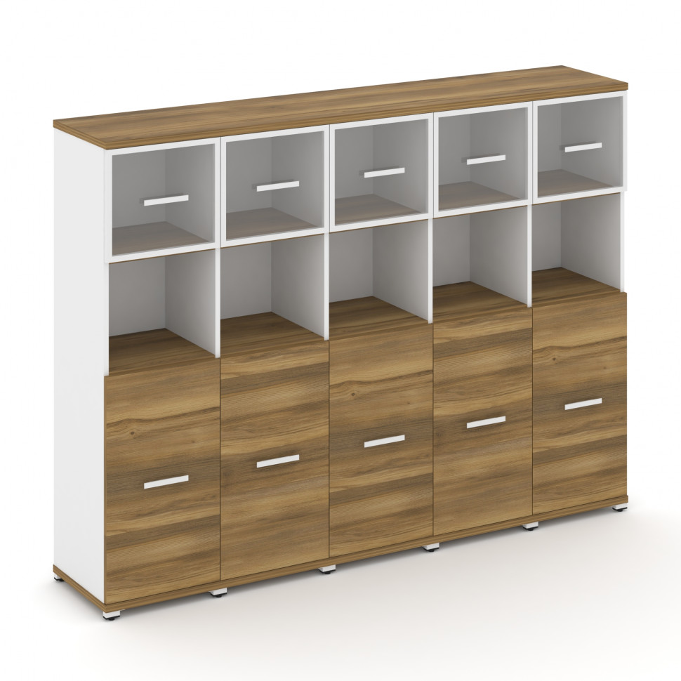 Concept Шкаф 5 узких секций, 4 ниши CN.STU-455 RPW W Сандал Янтарный/Белый Бриллиант/Металл Белый/Пр