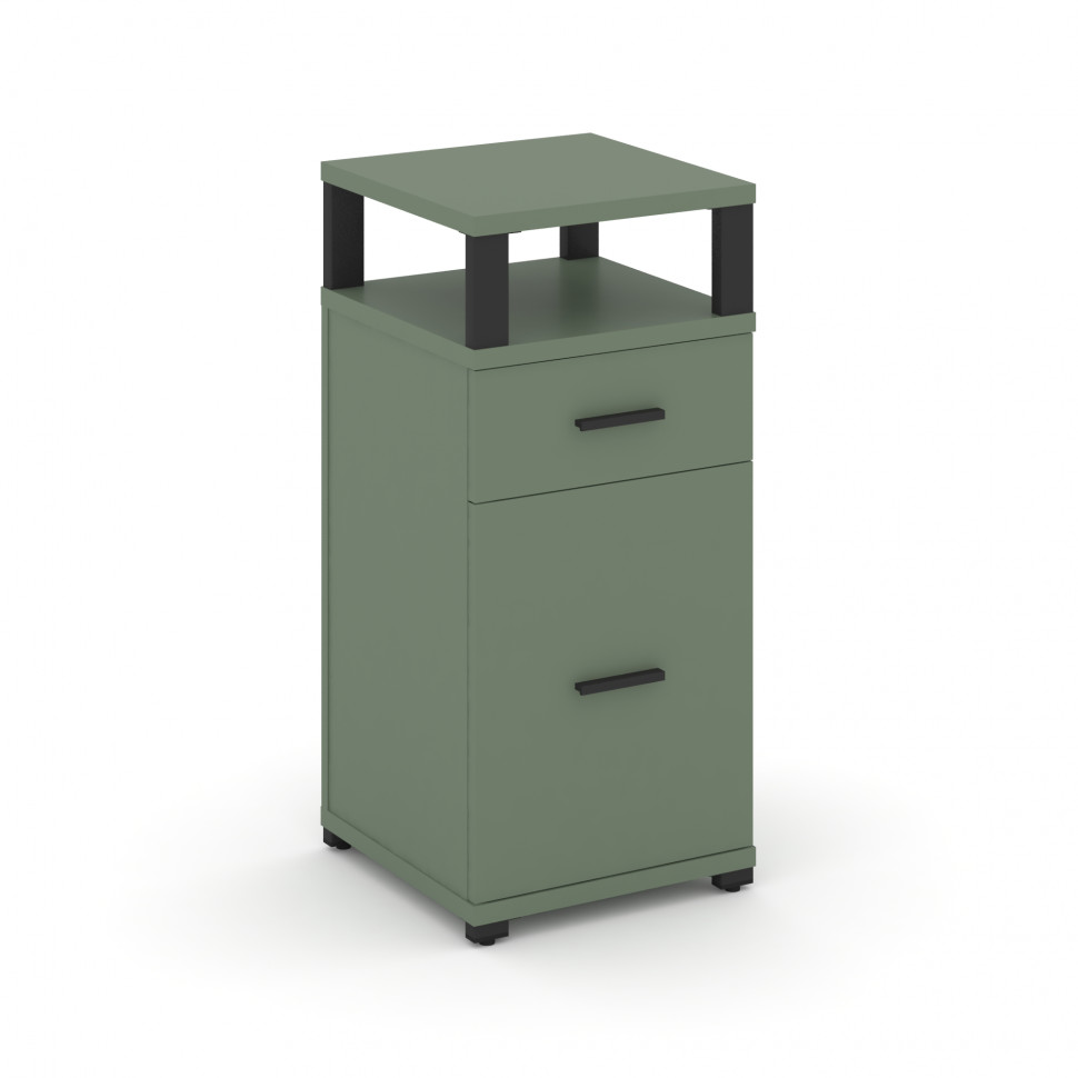 Concept Тумба опорная/приставная 1 ящ.+1 распаш. фасад с надставкой CN.TUO-006 B Кобо/Металл Черный Concept Тумба опорная/приставная 1 ящ.+1 распаш. фасад с надставкой CN.TUO-006 B Кобо/Металл Черный