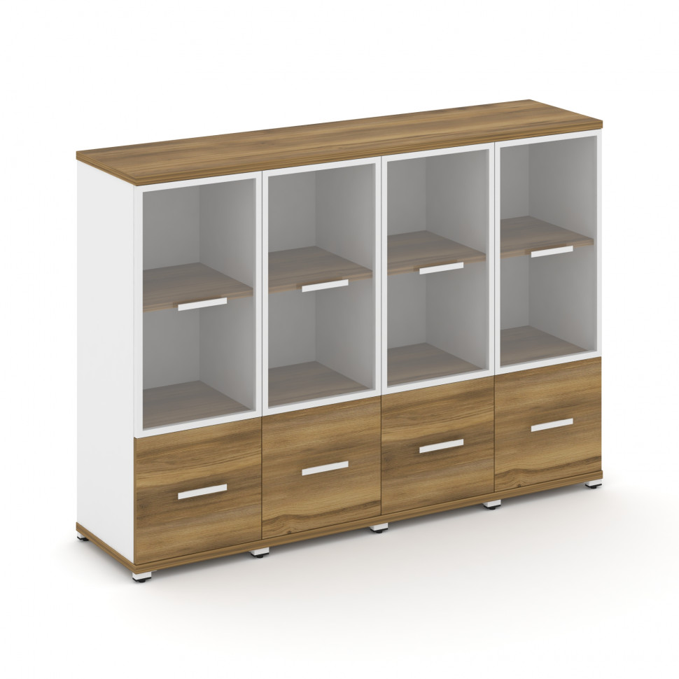 Concept Шкаф 4 узкие секции, 3 ниши CN.STU-342 RPW W Сандал Янтарный/Белый Бриллиант/Металл Белый/Пр