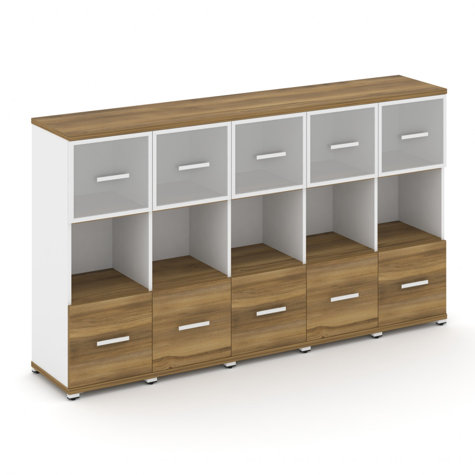 Concept Шкаф 5 узких секций, 3 ниши CN.STU-355 RMW W Сандал Янтарный/Белый Бриллиант/Металл Белый/Са