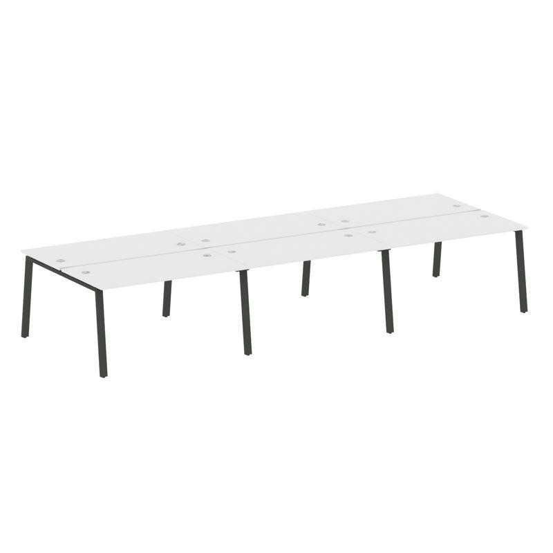 Metal System Рабочая станция на 6 мест на А-образном м/к БА.СМ-6.3 Белый/Металл Антрацит 4200*1475*7