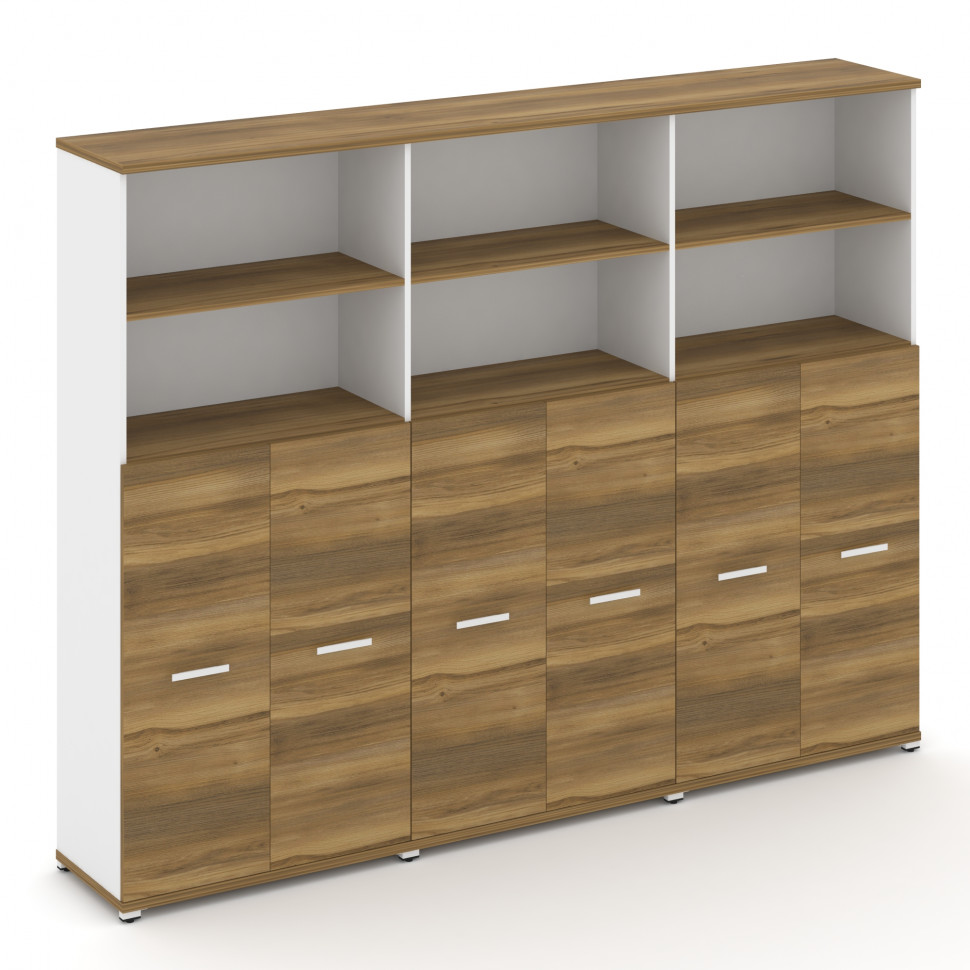 Concept Шкаф 3 широкие секции, 5 ниш CN.STS-534 W Сандал Янтарный/Белый Бриллиант/Металл Белый 2500*