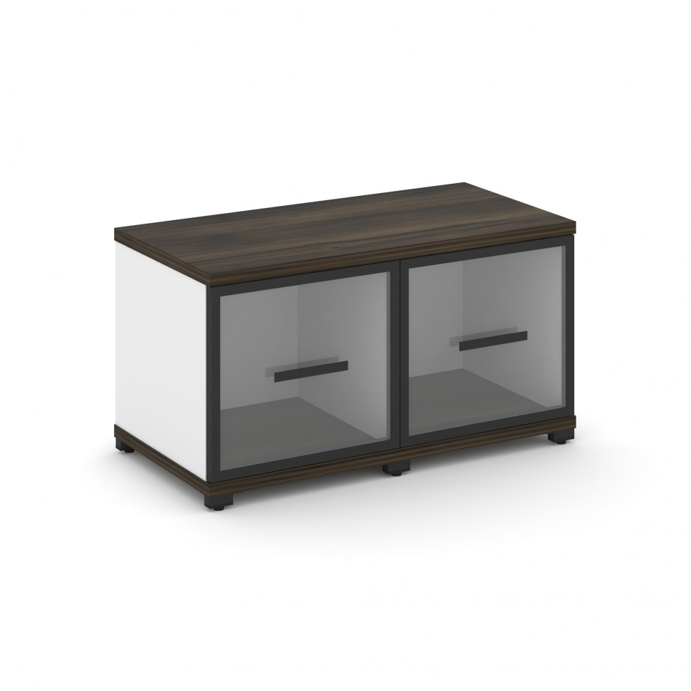 Concept Шкаф 2 узкие секции, 1 ниша CN.STU-123 RPB B Дуб Мали/Белый Бриллиант/Металл Черный/Прозрачн