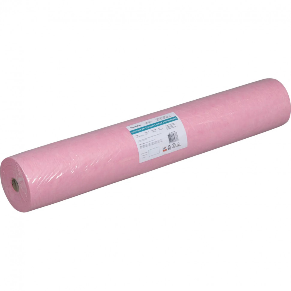 Простыня в рулоне 200x80, смс, розовый, Стандарт, 100шт/рул, 601-494
