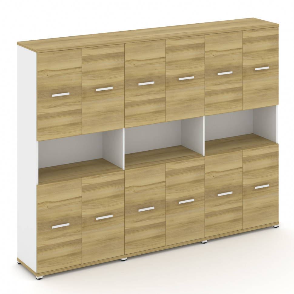 Concept Шкаф 3 широкие секции, 5 ниш CN.STS-533 W Дуб Винченцо/Белый Бриллиант/Металл Белый 2500*420