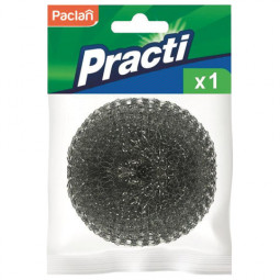Губка (мочалка) для посуды металлическая, сетчатая, 15 г, PACLAN "Practi Spiro", 408220