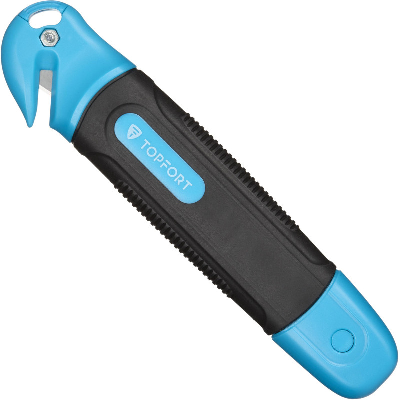 Нож безопасный TOPFORT 17,4 шир.трапец.+д/вскр.упак.матер,ABS+TPR