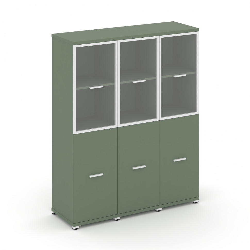 Concept Шкаф 3 узкие секции, 4 ниши CN.STU-432 RPW W Кобо/Металл Белый/Прозрачный 1252*420*1554