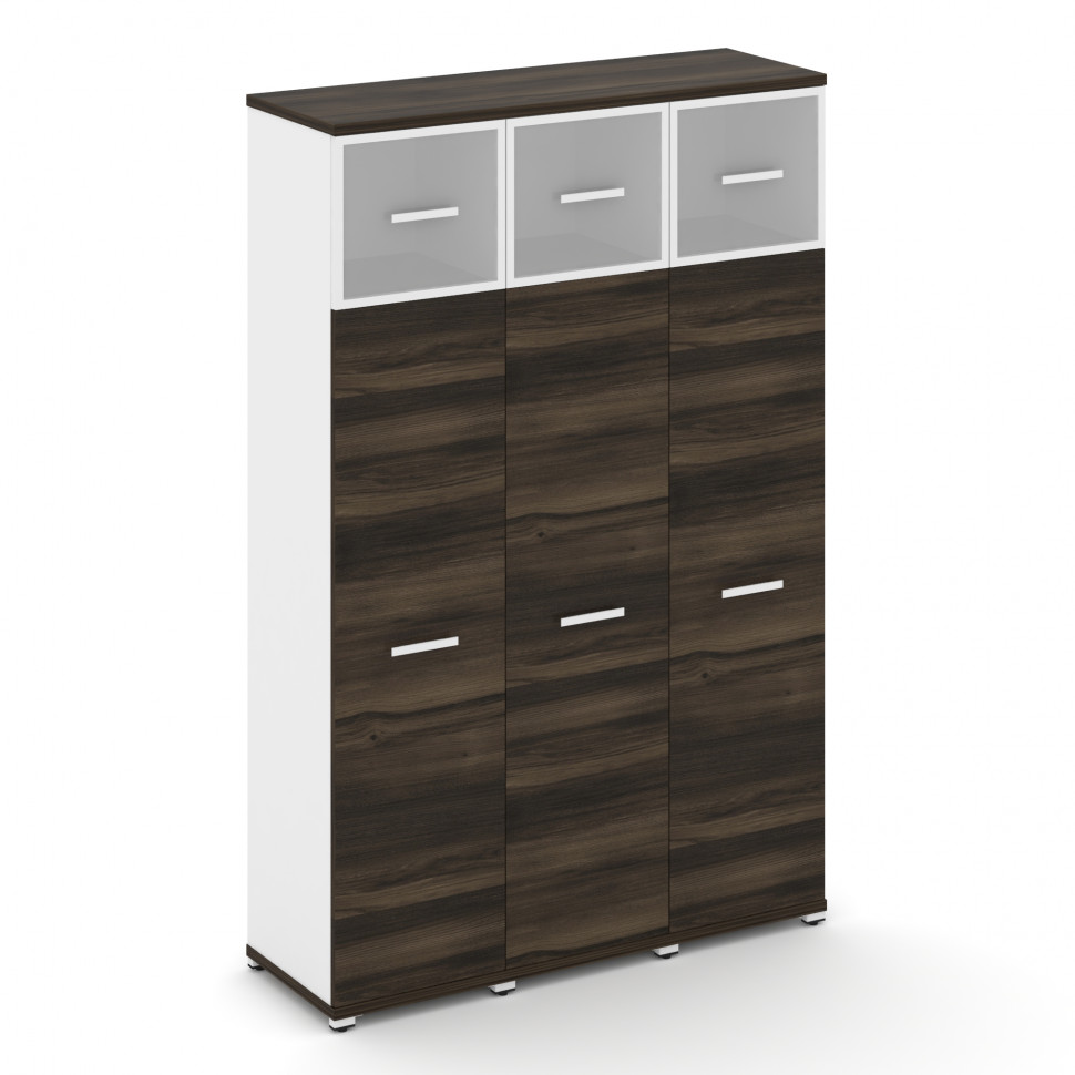 Concept Шкаф 3 узкие секции, 5 ниш CN.STU-537 RMW W Дуб Мали/Белый Бриллиант/Металл Белый/Сатин 1252