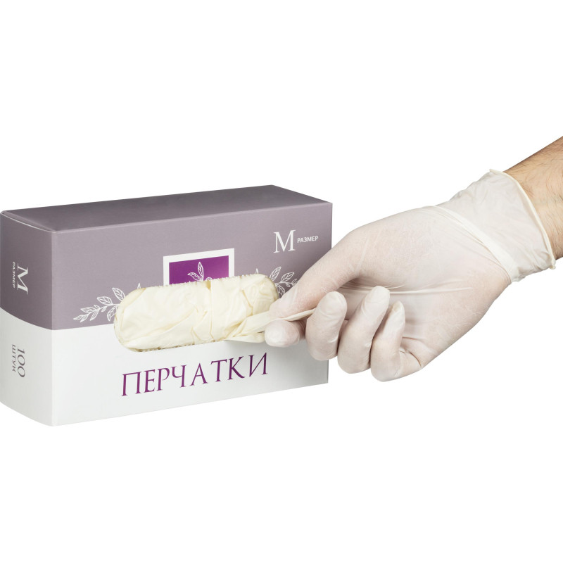 Мед.смотров. перчатки латекс, н/о, (M), 50 пар/уп