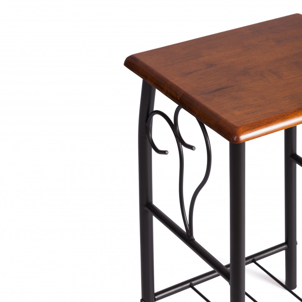 Тумба прикроватная PICCOLO металл/гевея, 37х40х60см, черный/красный дуб