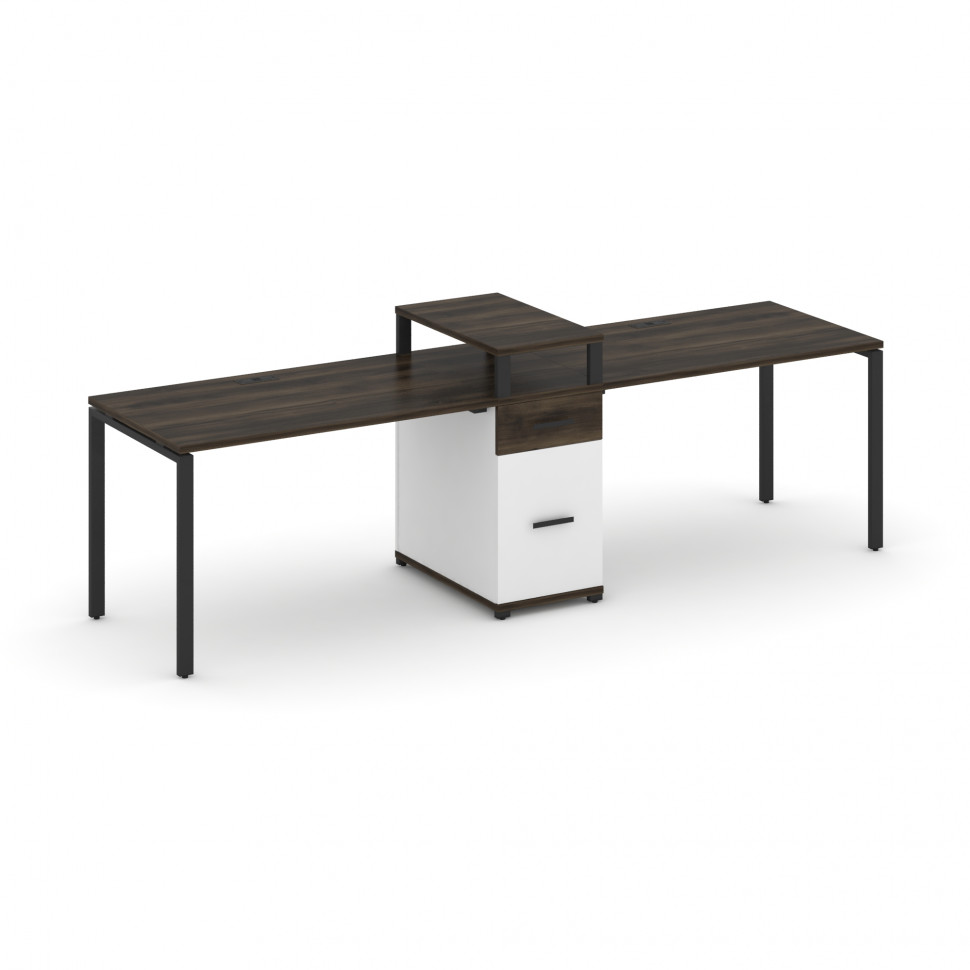 Concept Рабочая станция 2 места с 1 опорной тумбой CN.ORS-422 B Дуб Мали/Белый Бриллиант/Металл Черн