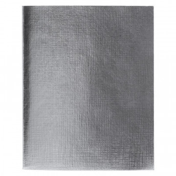Бизнес-тетрадь А5,48л,кл,скреп,обл.бумвинил,бл.офс METALLIC Серебро 058960