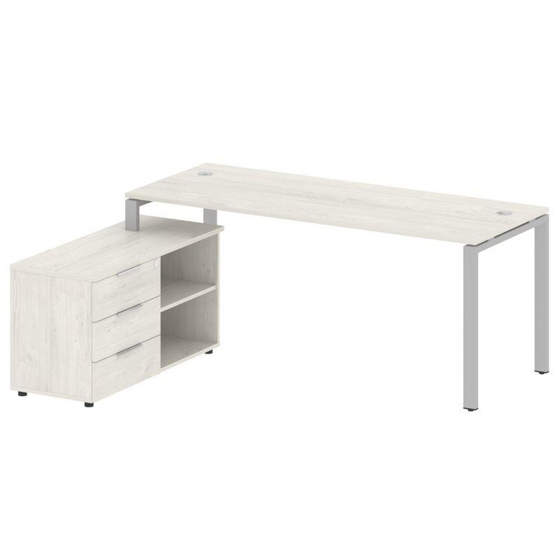 Metal System Рабочая станция с тумбой на П-образном м/к БП.РС-СТС-2.5 (L) Дуб Наварра/Металл Серый 1