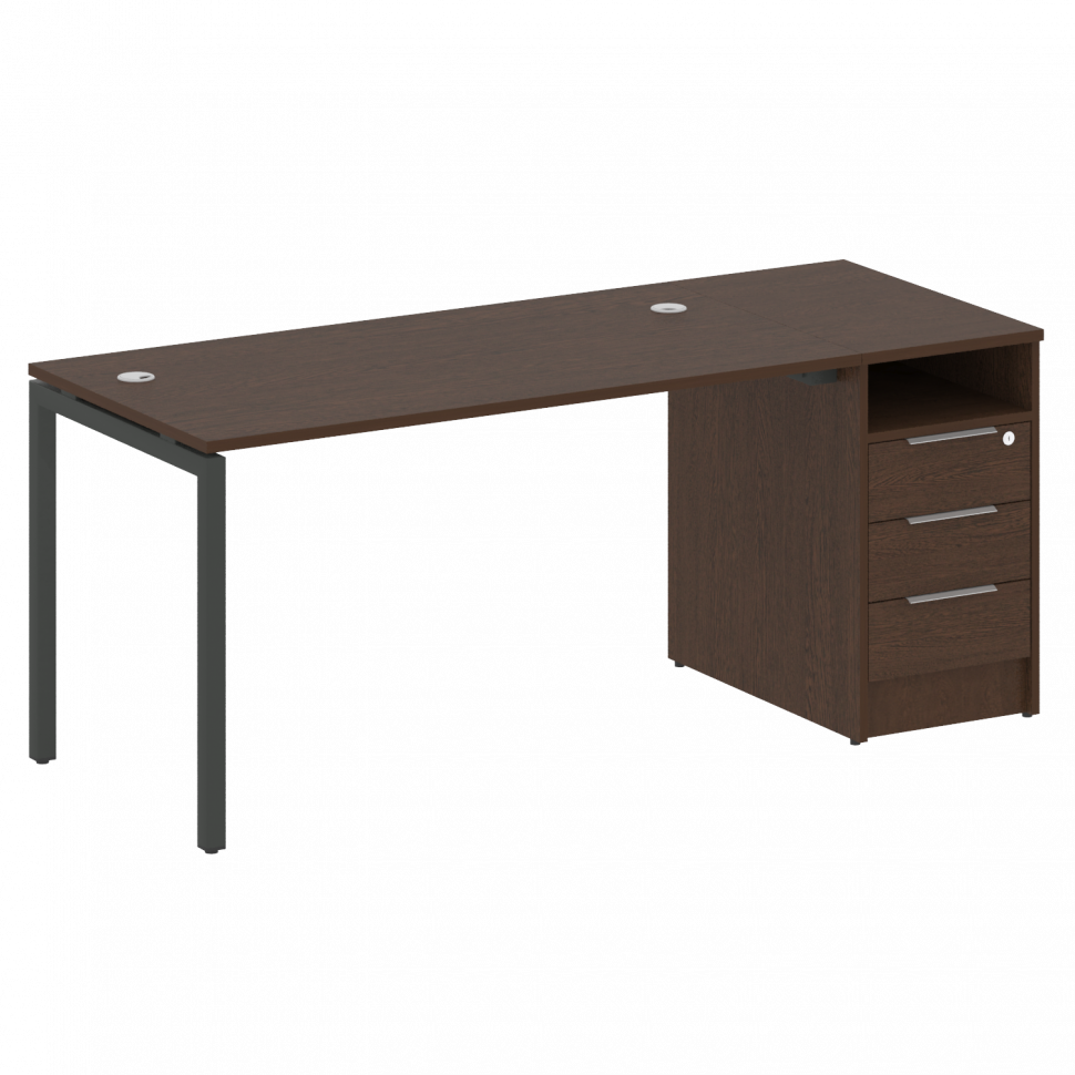 Metal System Quattro Рабочая станция с тумбой на П-образном м/к 40БП.РС-СТП-1.3 Венге Цаво/Металл Ан Metal System Quattro Рабочая станция с тумбой на П-образном м/к 40БП.РС-СТП-1.3 Венге Цаво/Металл Ан