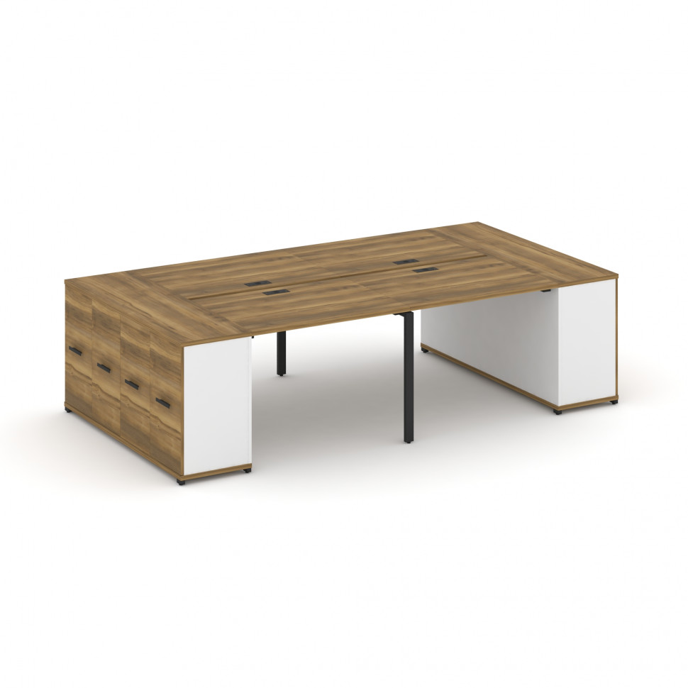 Concept Рабочая станция с опорными распаш. шкафами CN.DRS-261 B Сандал Янтарный/Белый Бриллиант/Мета