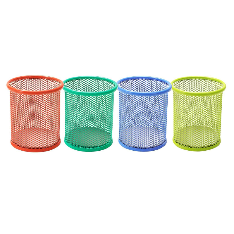 Подставка-стакан Deli d90x102 мм круглая металл сетка цвет в ассортименте