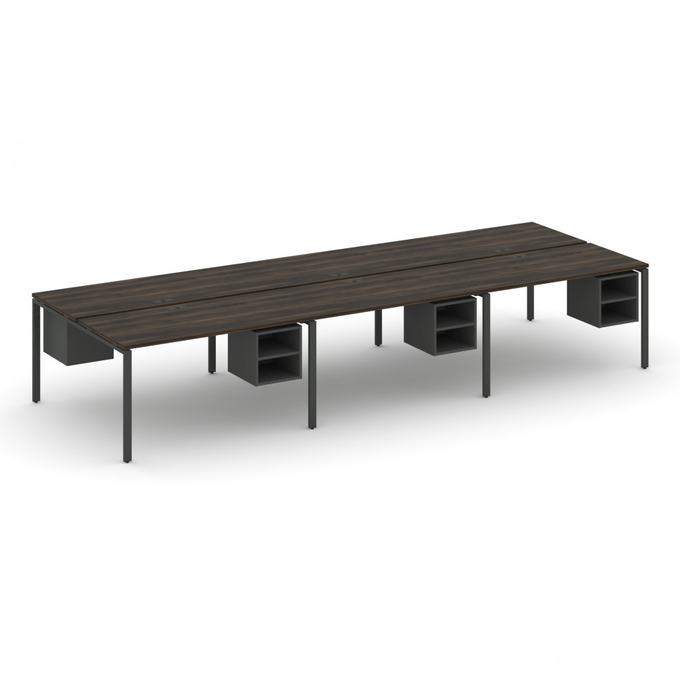 Concept Рабочая станция двухсторонняя с подвес. тумбами на 6 мест CN.DRS-146 Дуб Мали/Антрацит/Метал