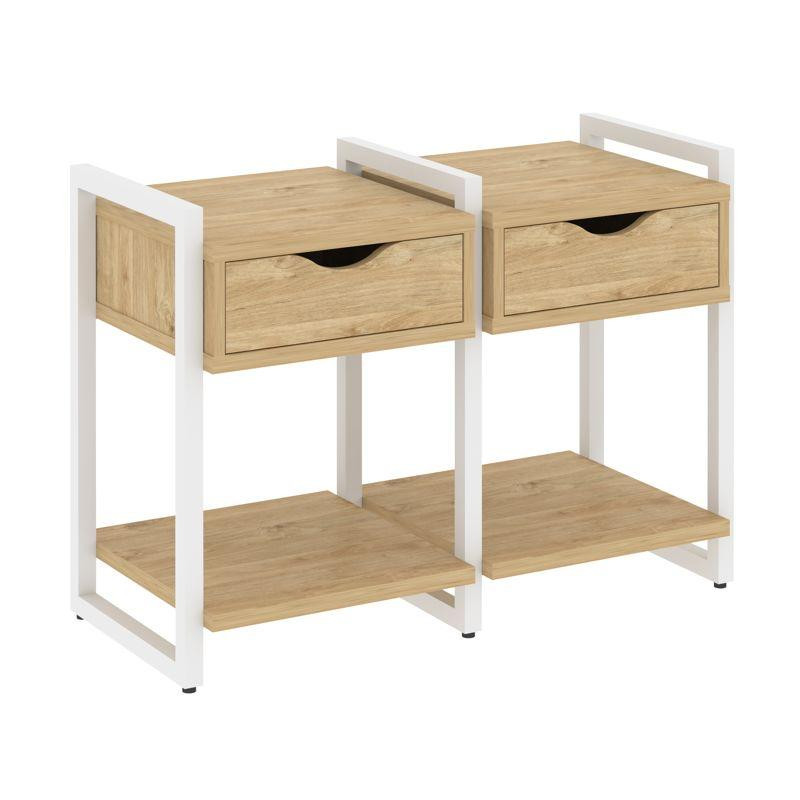 Loft Тумба на регулируемых опорах VR.L-TN-1.O Тиквуд Светлый/Металл Белый 970*460*719 Loft Тумба на регулируемых опорах VR.L-TN-1.O Тиквуд Светлый/Металл Белый 970*460*719