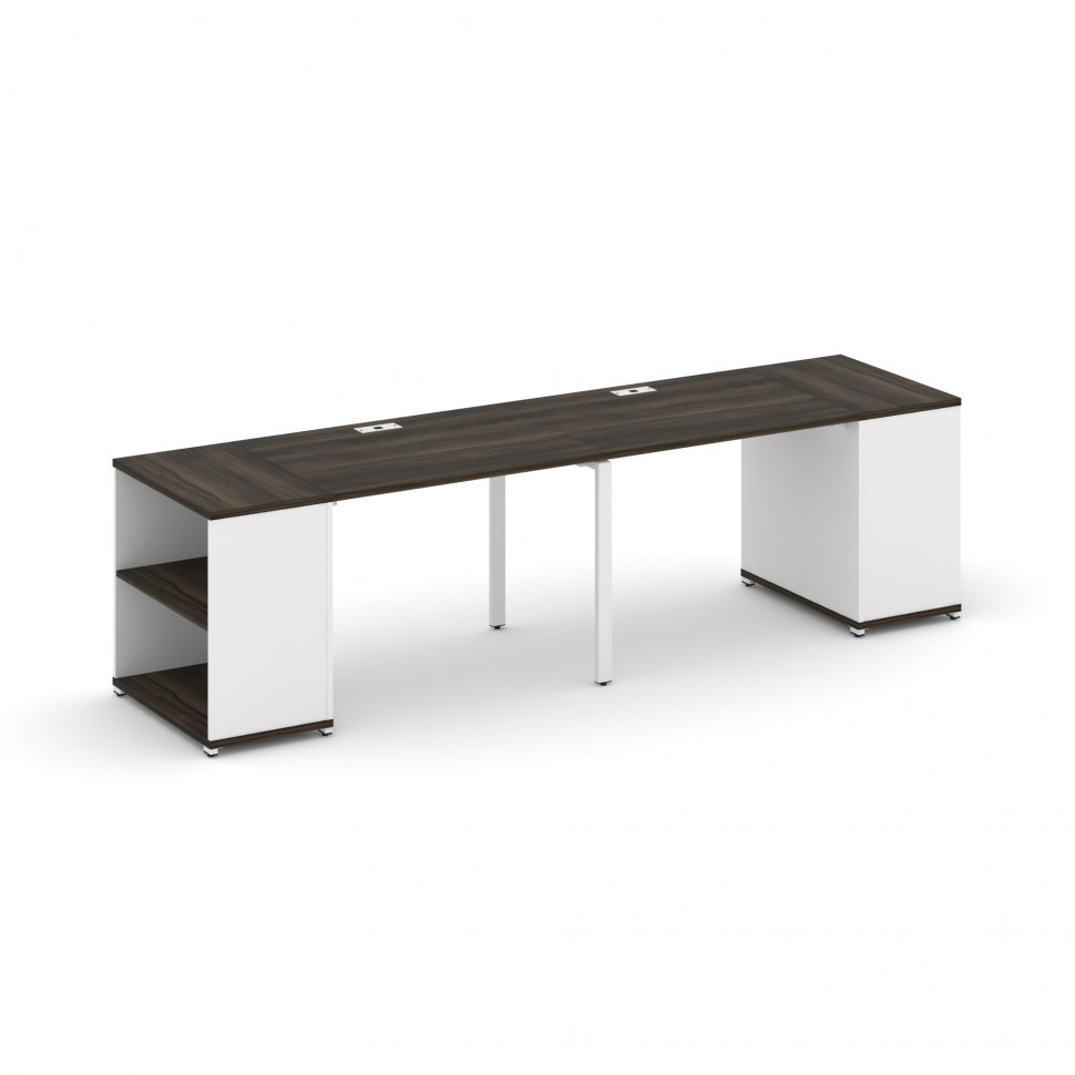 Concept Рабочая станция с опорными стеллажами CN.ORS-201 Дуб Мали/Белый Бриллиант/Металл Белый 2800*