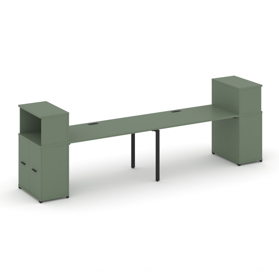 Concept Рабочая станция с опорными распаш. шкафами с надставкой низ. CN.ORS-227 B Кобо/Металл Черный Concept Рабочая станция с опорными распаш. шкафами с надставкой низ. CN.ORS-227 B Кобо/Металл Черный