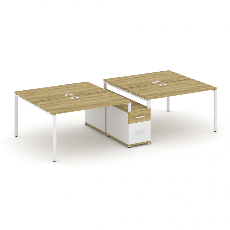 Concept Рабочая станция 4 места с двухсторонней опорной тумбой CN.DRS-315 W Дуб Винченцо/Белый Брилл Concept Рабочая станция 4 места с двухсторонней опорной тумбой CN.DRS-315 W Дуб Винченцо/Белый Брилл