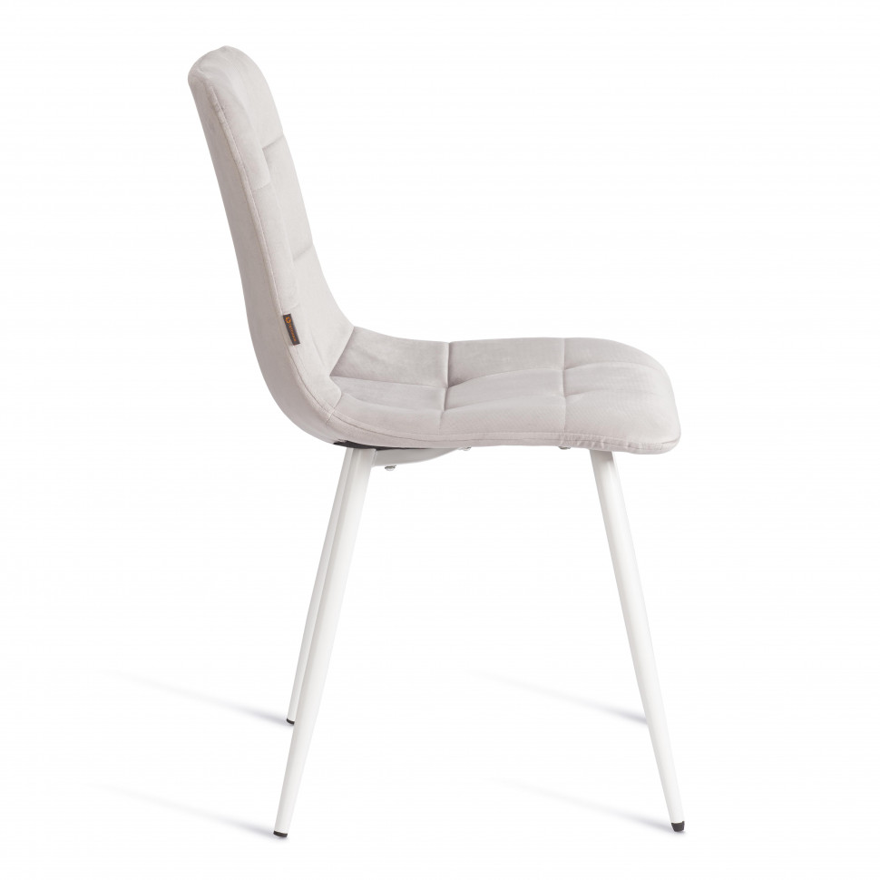 Стул CHILLY (mod. JSC-220) Велюр/металл , 44,5х52,5х88 см, Light grey (светло-серый) HLR14 / белый