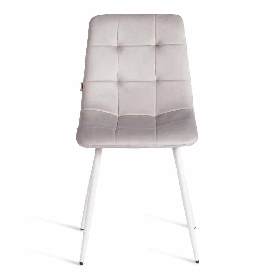 Стул CHILLY (mod. JSC-220) Велюр/металл , 44,5х52,5х88 см, Light grey (светло-серый) HLR14 / белый