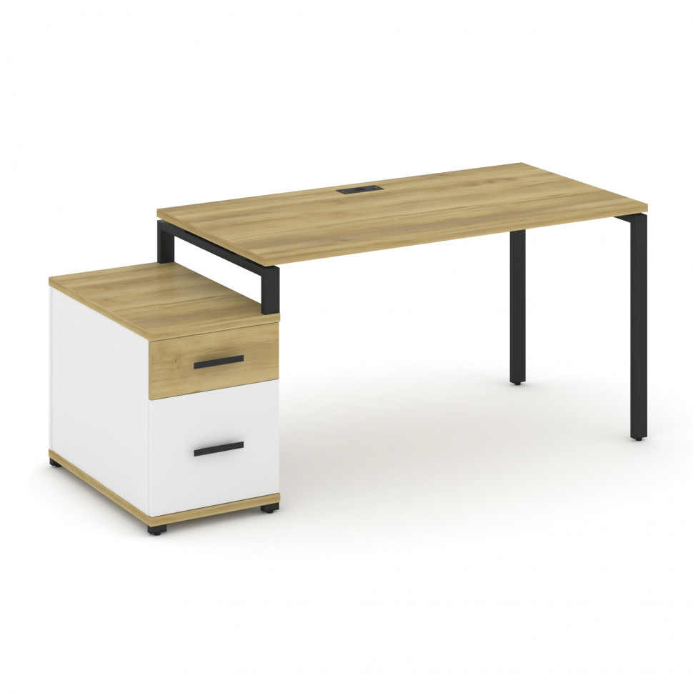 Concept Стол письменный с 1 опорной тумбой CN.SP-307 B Дуб Винченцо/Белый Бриллиант/Металл Черный 13 Concept Стол письменный с 1 опорной тумбой CN.SP-307 B Дуб Винченцо/Белый Бриллиант/Металл Черный 13