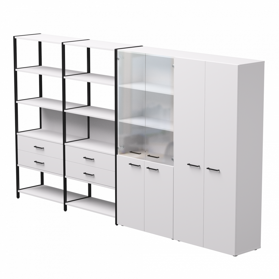 Набор стеллажных систем №16 Everprof EVO (ЭВО) 3235x385x1840 Белый/Черный