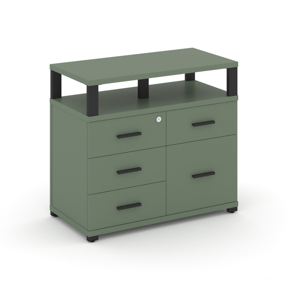 Concept Тумба приставная широкая 4 ящ.+1 распаш. фасад с надставкой широкой CN.TSP-012 B Кобо/Металл